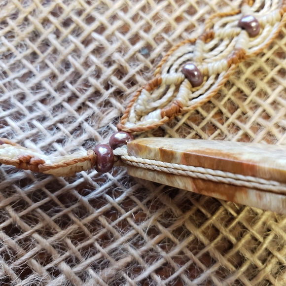 Jasper Macrame Handmade Adjustable Necklace - Picture 3 of 5